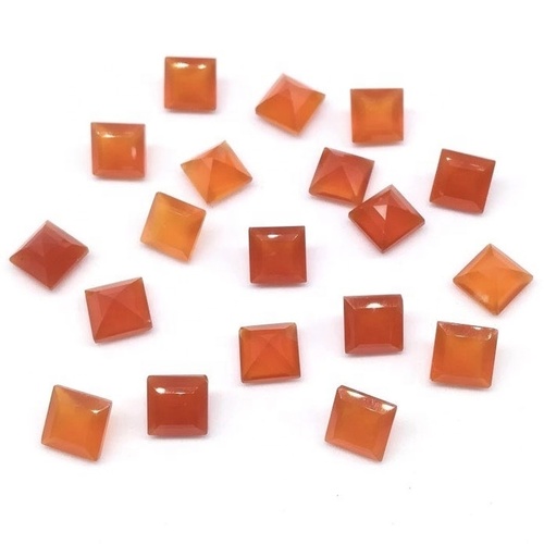 3mm Carnelian Faceted Square Loose Gemstones