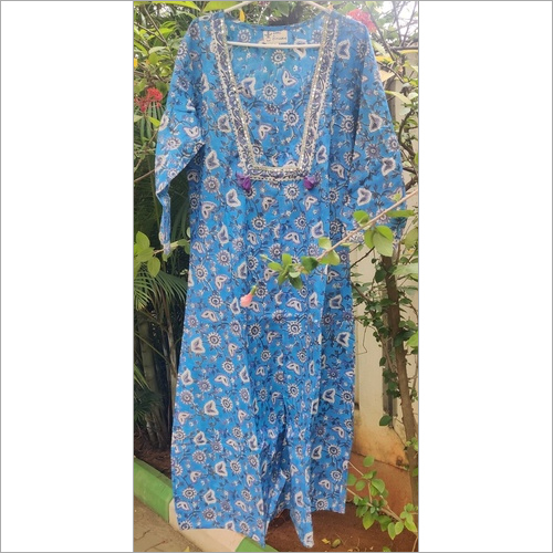 Blue Printed Long Kurti