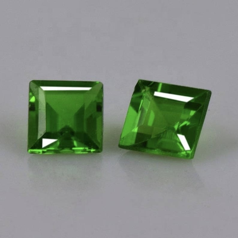5mm Chrome Diopside Faceted Square Loose Gemstones
