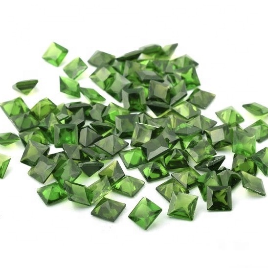 6mm Chrome Diopside Faceted Square Loose Gemstones