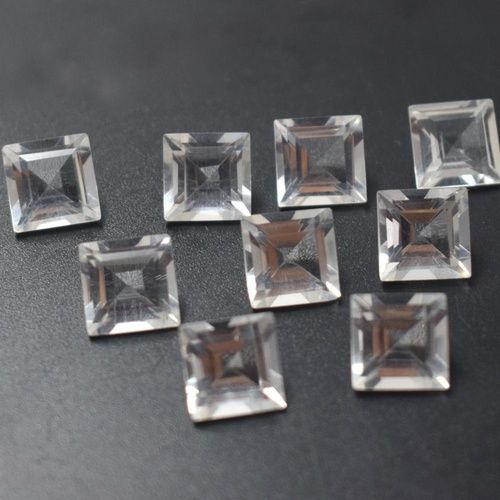 6mm Crystal Quartz Faceted Square Loose Gemstones Grade: Aaa