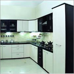 Black Modular L Shape Kitchen