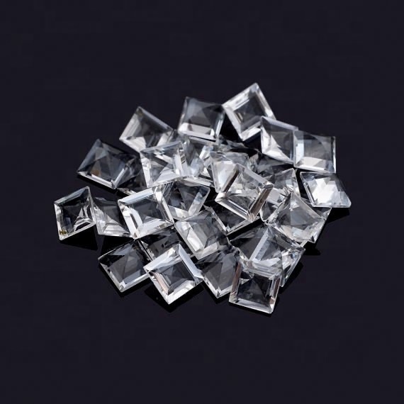 9mm Crystal Quartz Faceted Square Loose Gemstones