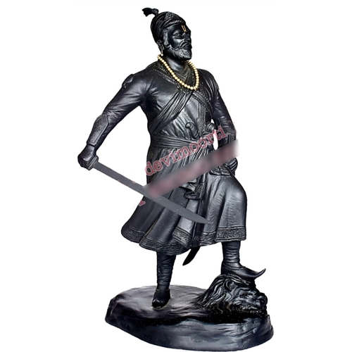 Marble Black Shivaji Maharaj Statues Standing Position Statue 
