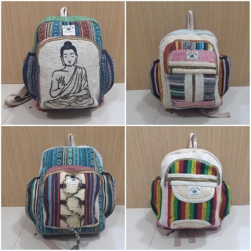 Natural Woven Cotton Backpack