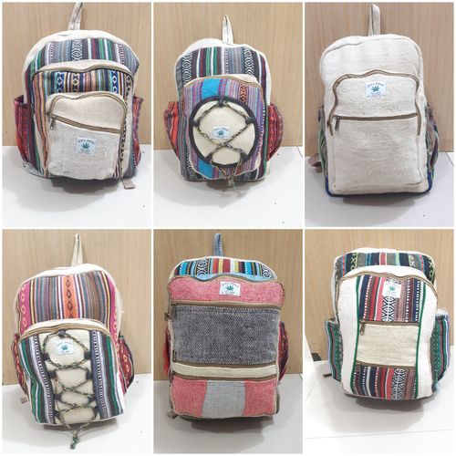 Multi Cotton Backpack Handmade Nepal With Laptop Sleeve