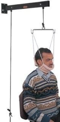 Cervical Traction Set - M.s. Tube 70x20mm, Wall Mounting With Weight Carrier 9kg | For Adults, Children & Elders, Portable, Manual Usage