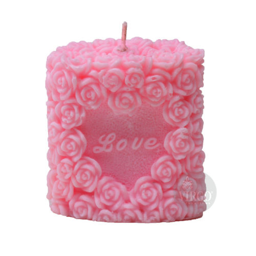 Love Rose Design Scented Decorative Love Candle Pink Colour