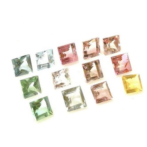 3mm Multi Tourmaline Faceted Square Loose Gemstones