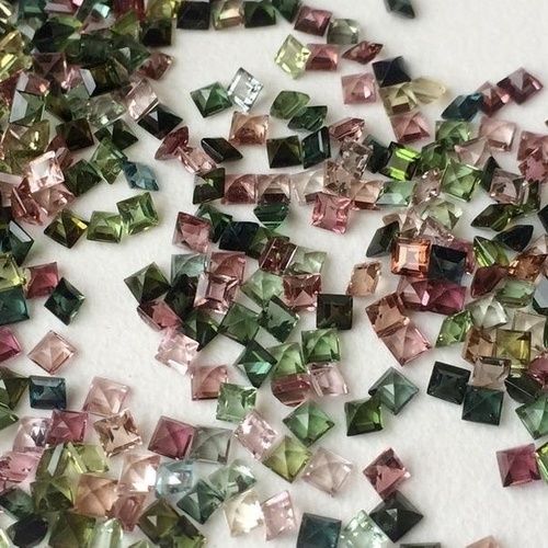 5mm Multi Tourmaline Faceted Square Loose Gemstones