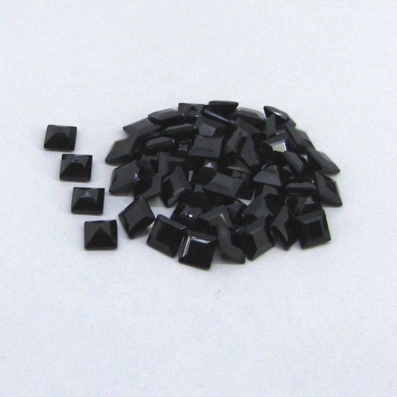 3mm Black Spinel Faceted Square Loose Gemstones