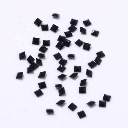 4mm Black Spinel Faceted Square Loose Gemstones