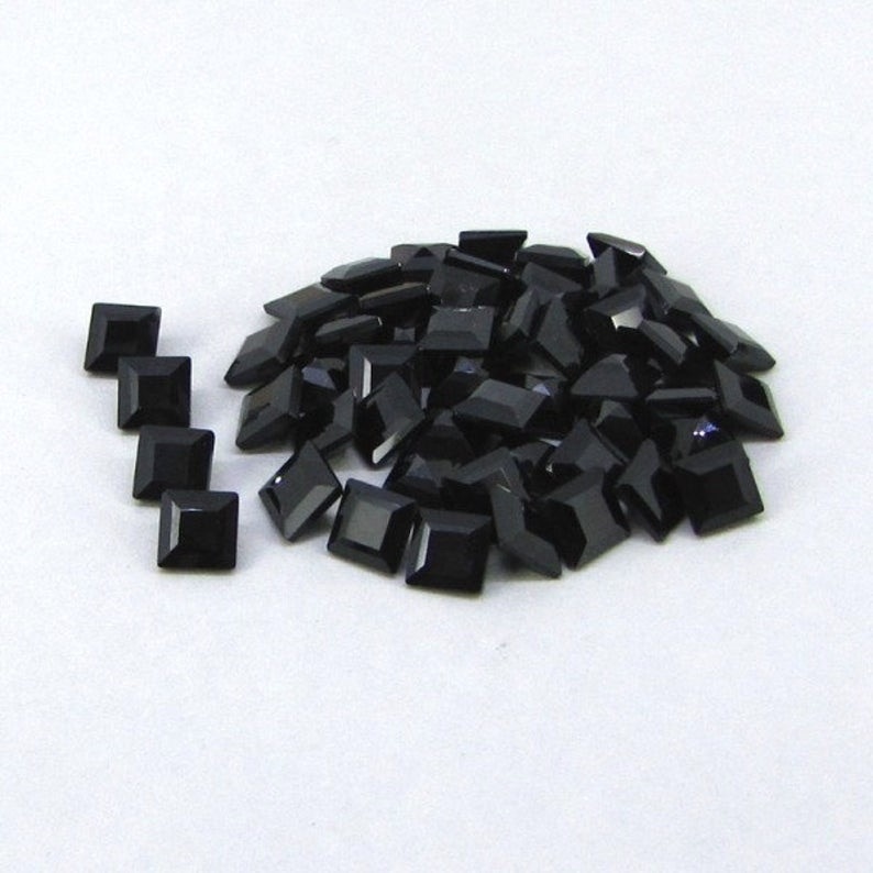 7mm Black Spinel Faceted Square Loose Gemstones