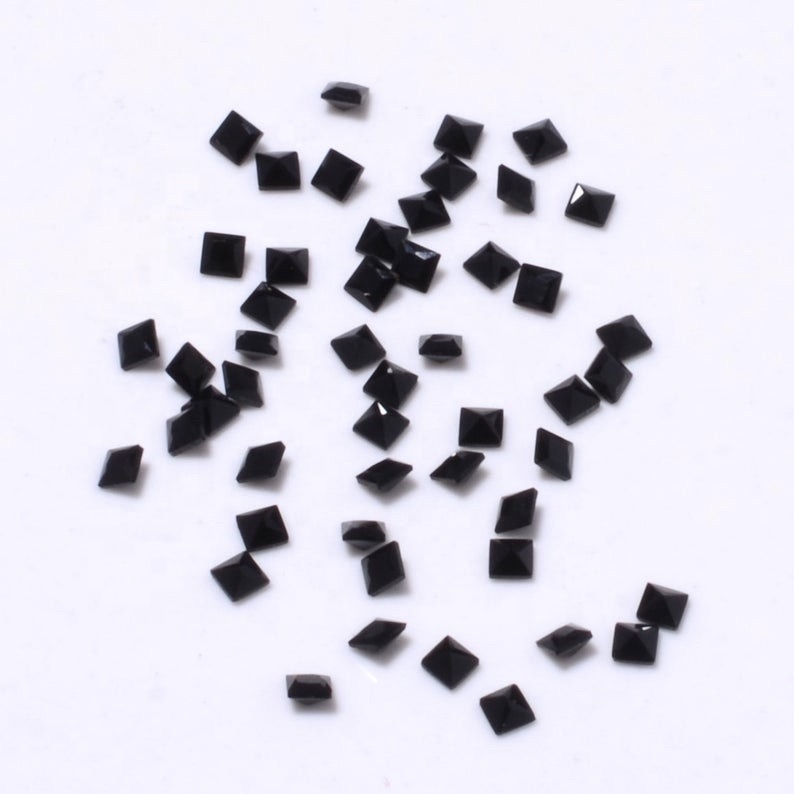 8mm Black Spinel Faceted Square Loose Gemstones