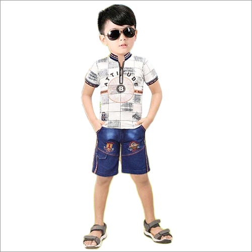 Boys Designer Print T-Shirt And Short - Cotton Blend, Size L, M, S, XL | Modern Style, Washable Fabric, Perfect for Kids