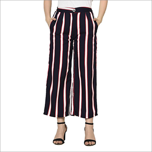 Ladies Striped Pleated Pants