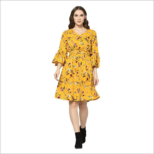 Ladies Fancy Dress - Cotton Blend, Available in Sizes S, M, L, XL | Washable, All-Season, Printed Pattern
