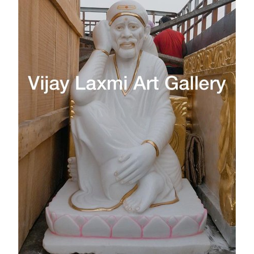White Marble Dwarkamai Sai Baba Statue - Design Type: Customizable