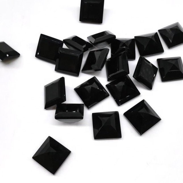 10mm Black Spinel Faceted Square Loose Gemstones
