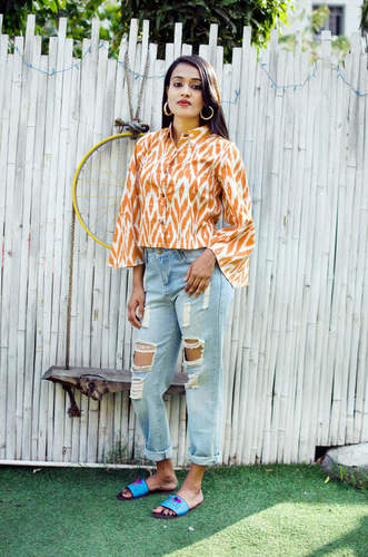 Printed Ikat Bell Sleeved Shirt