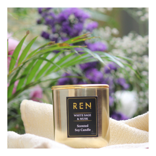 Ren:scented Soy Wax Candle, White Sage & Musk