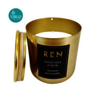 REN White Sage and Musk Scented Natural Wax Metal Jar Candle