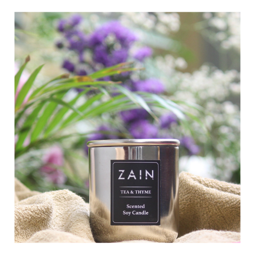 Zain:scented Soy Wax Candle, Tea & Thyme