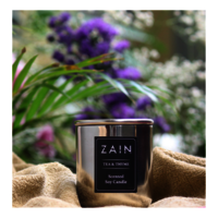 ZAIN Tea and Thyme Scented Natural Wax Metal Jar Candle