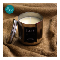 ZAIN Tea and Thyme Scented Natural Wax Metal Jar Candle