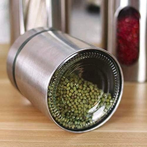 SET OF 3 PCS STAINLESS STEEL PLATED GLASS KITCHEN CANISTER
