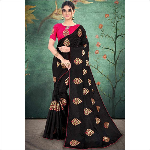 Party Wear Ladies Sana Embroidery Silk Saree