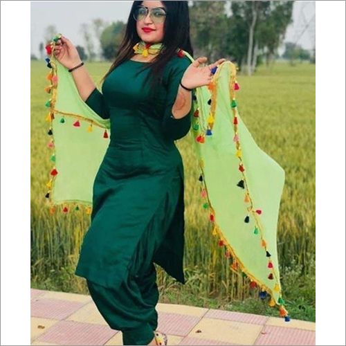 Green Ladies Rayon Patiyala Kurti
