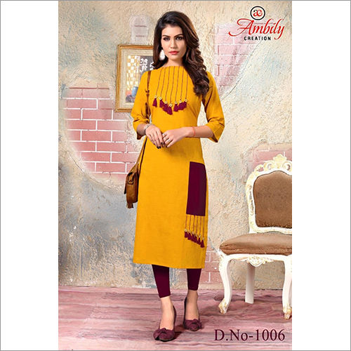 Ladies Yellow Designer Kurti