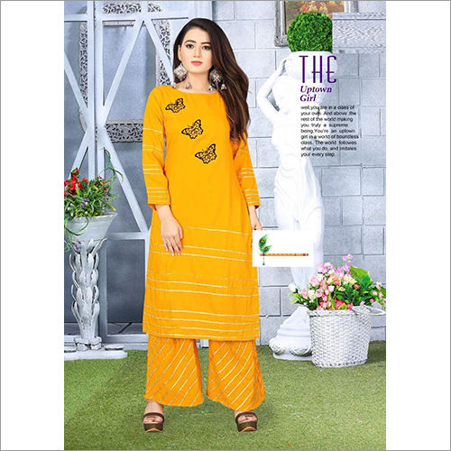 Ladies Cotton Kurti Palazzo Set