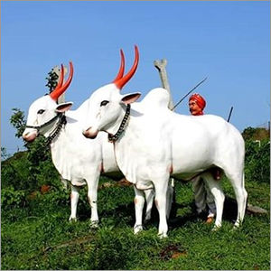 White Frp Ox Statue