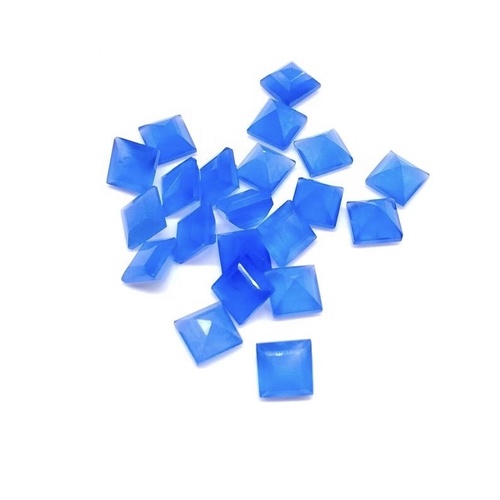 4mm Blue Chalcedony Faceted Square Loose Gemstones
