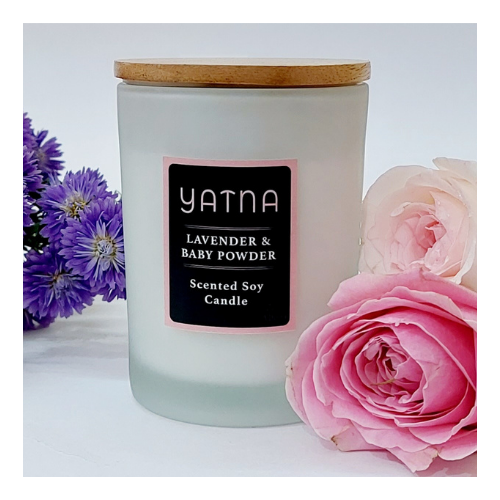 Yatna:scented Soy Wax Candle, Lavender Baby Powder