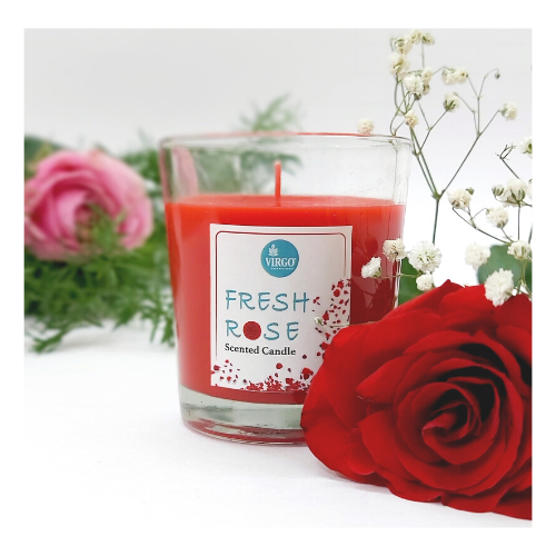 Votive Taper Freshrose Scented Wax Glass Jar Candle - Red Colour