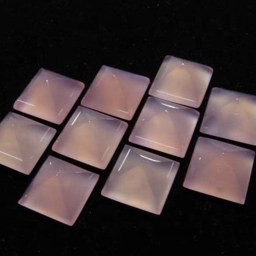 4mm Pink Chalcedony Faceted Square Loose Gemstones