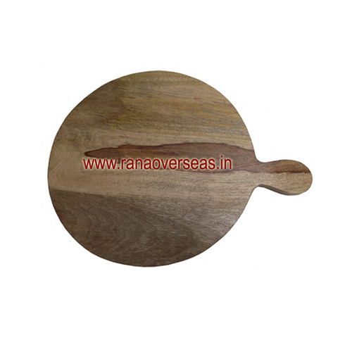 Round Shaped Wood Pizza Plate Serving Tray With Handle