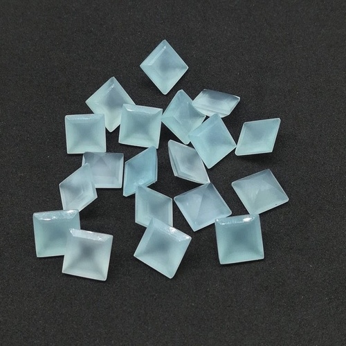 4mm Aqua Chalcedony Faceted Square Loose Gemstones