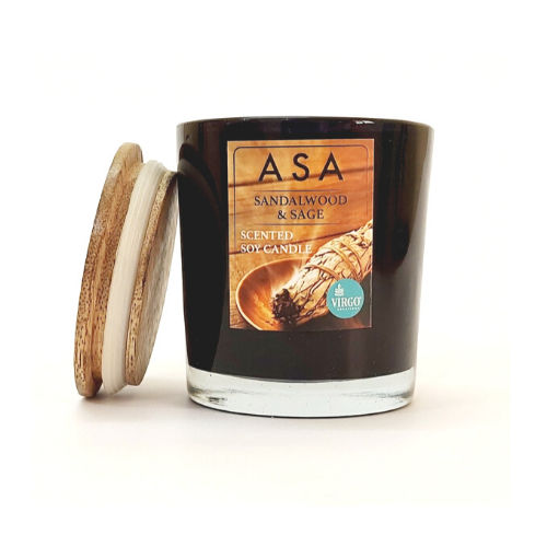 Asa:scented Soy Wax Candle, Sandalwood & Sage