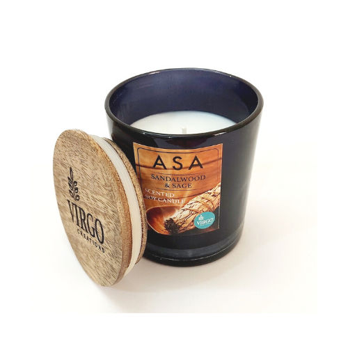 Asa:scented Soy Wax Candle, Sandalwood & Sage