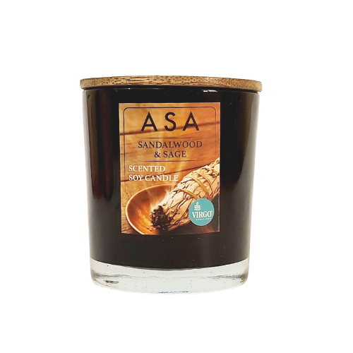Asa:scented Soy Wax Candle, Sandalwood & Sage