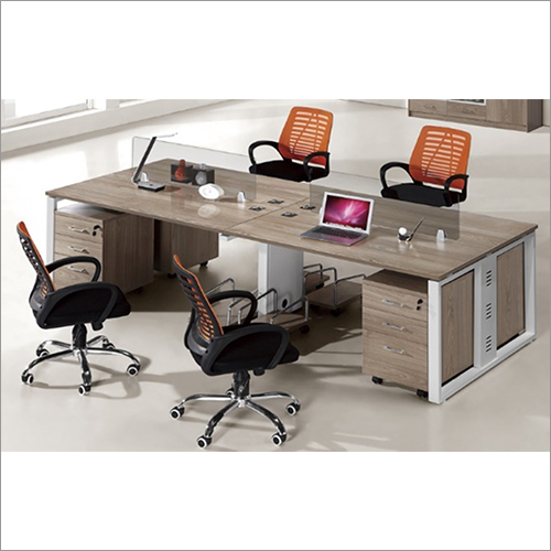 4 Person Face To Face Workstation With Glass By TEMPUS FURNITURE SOLUTIONS LLP