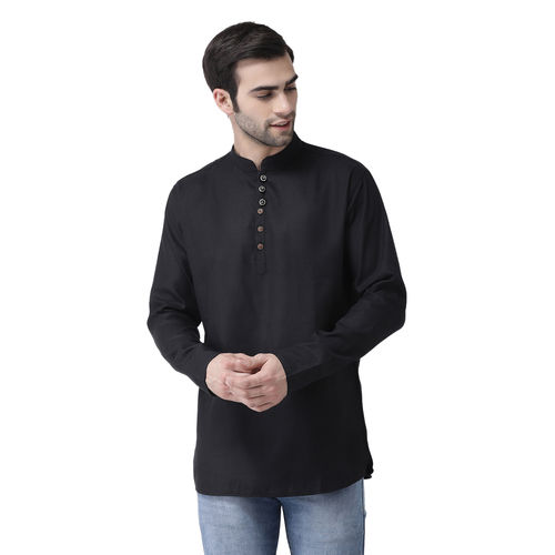 Black Cotton Straight Kurta