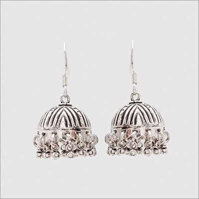 Sterling Silver Tribal Jhumka Earrings