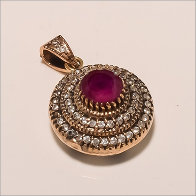 P0046-Sterling Silver Ruby Cz Fashion Beautiful Party Wear Turkish Pendant Size: Different Available