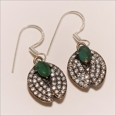 E0082-Sterling Silver Turkish Emerald Cz Earring Gender: Women
