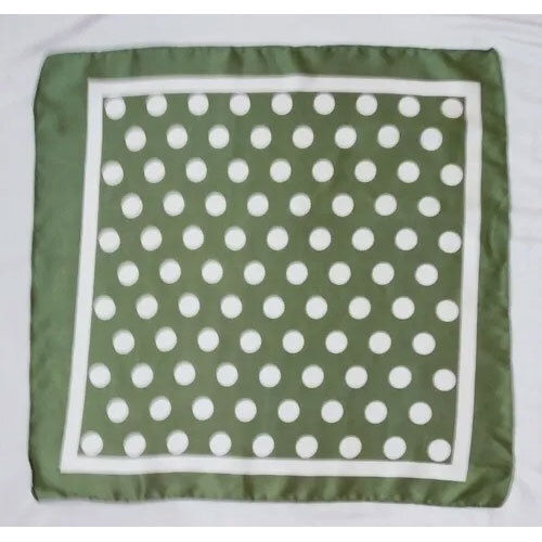 100% Satin Polkadot Printed Green Bandana